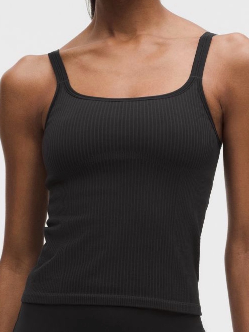 lululemon ebb to street scoop neck cropped tank top - size 8 - black